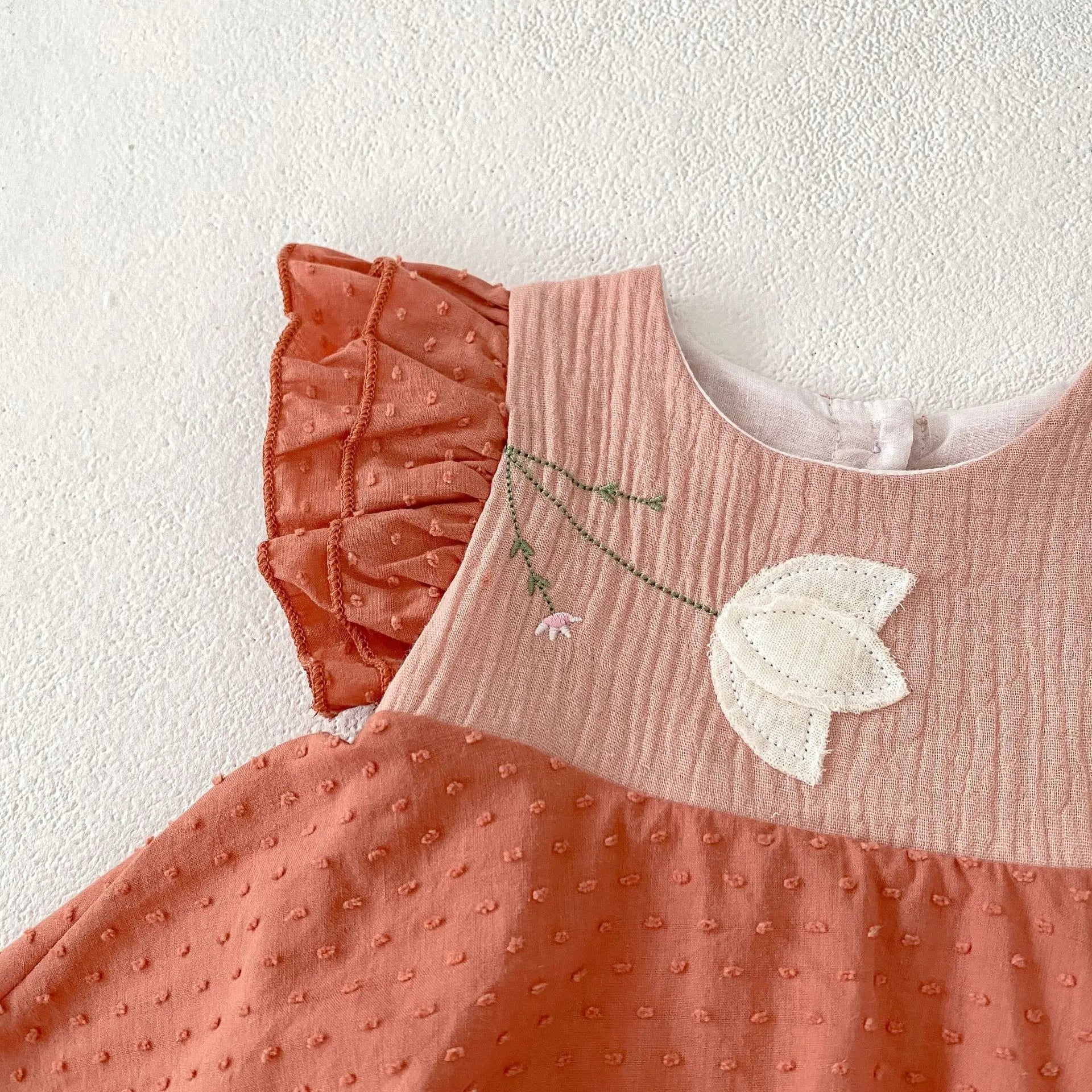 Tulip Embroidered Girls Onesie