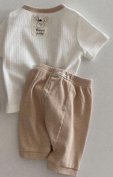 Patch Ribbed T-shirt & Pants Set