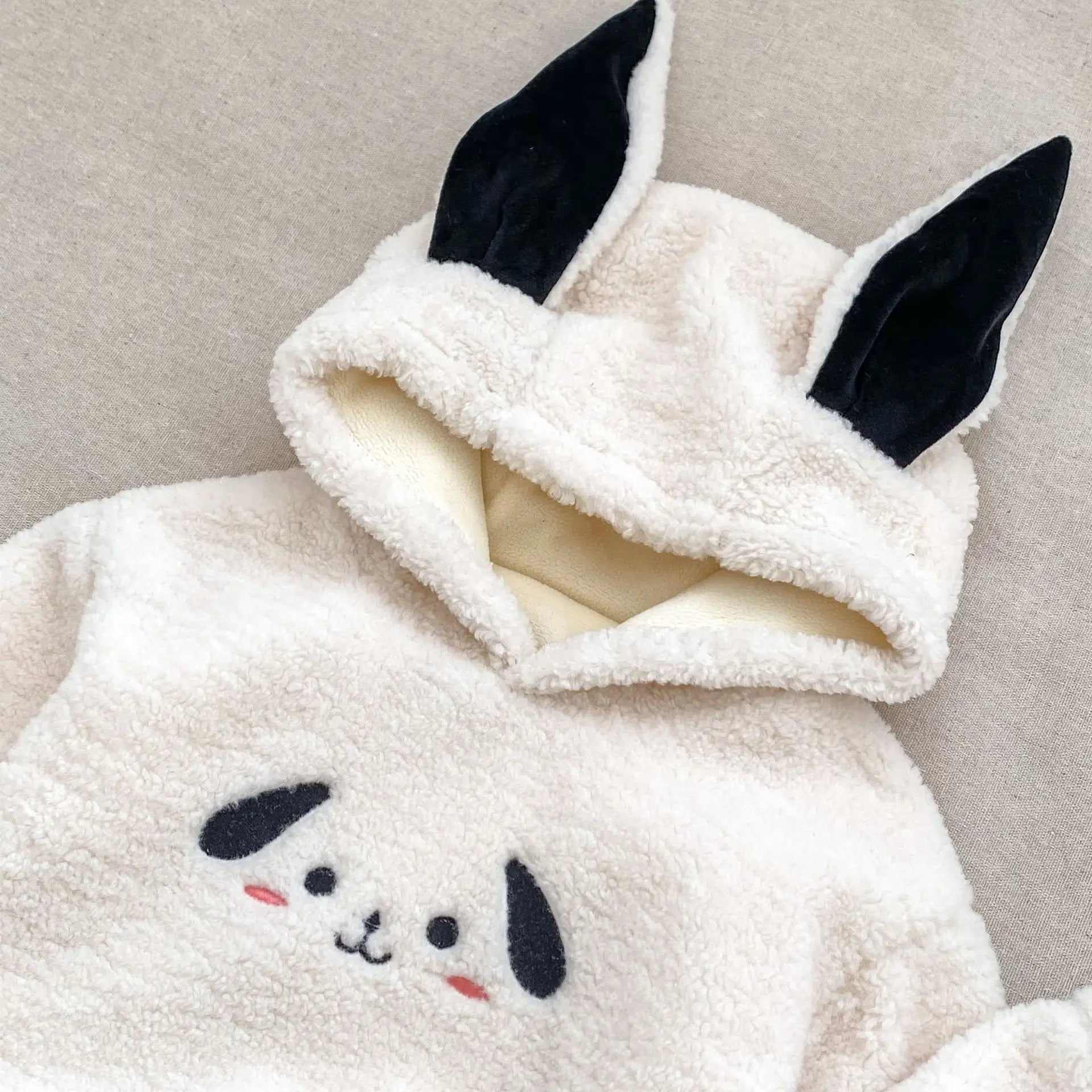 Plush Hooded Sweatshirt & Striped Leggings