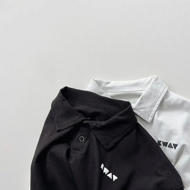 Solid Long-Sleeved Polo Shirt