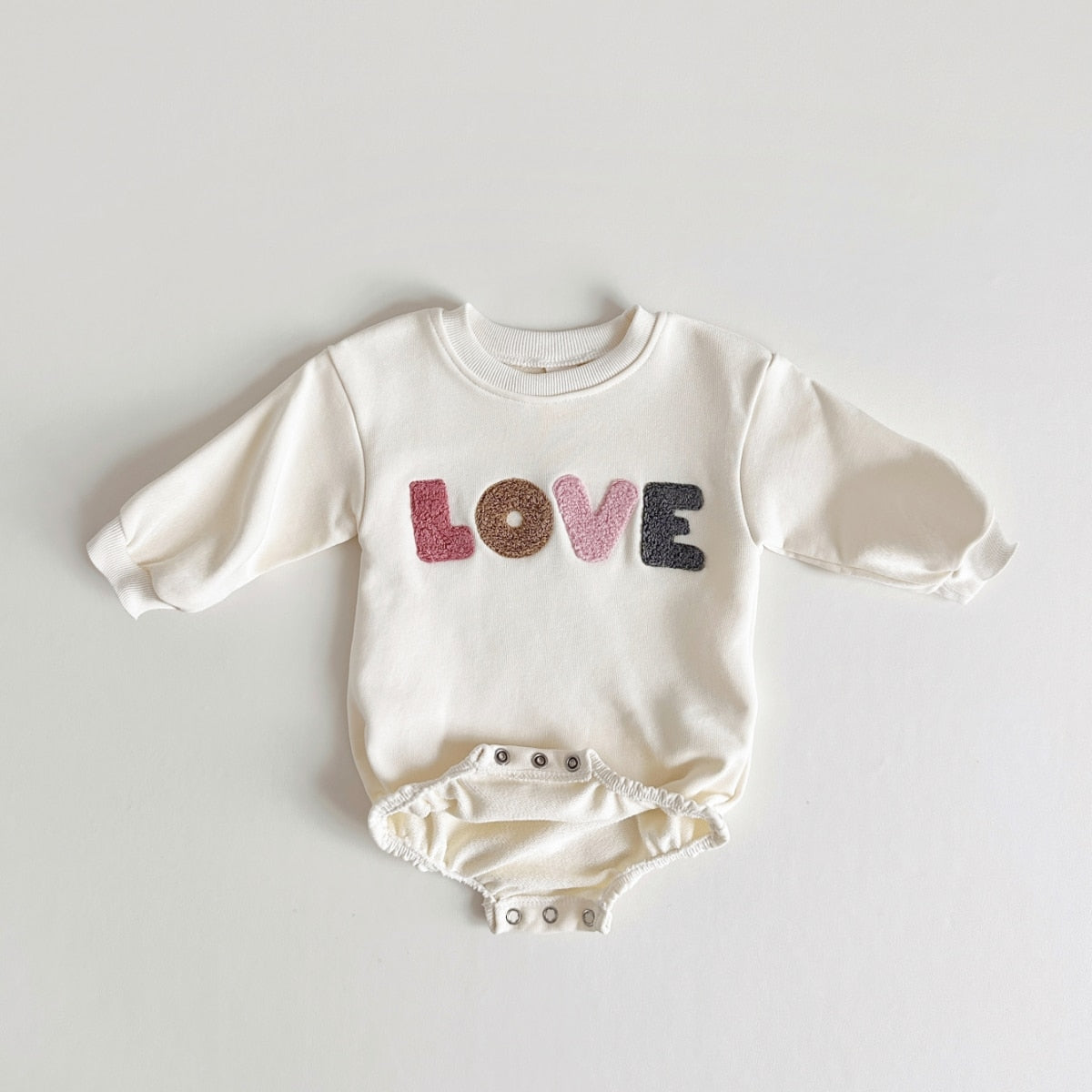 'LOVE' Embroidered Sweatshirt Onesie