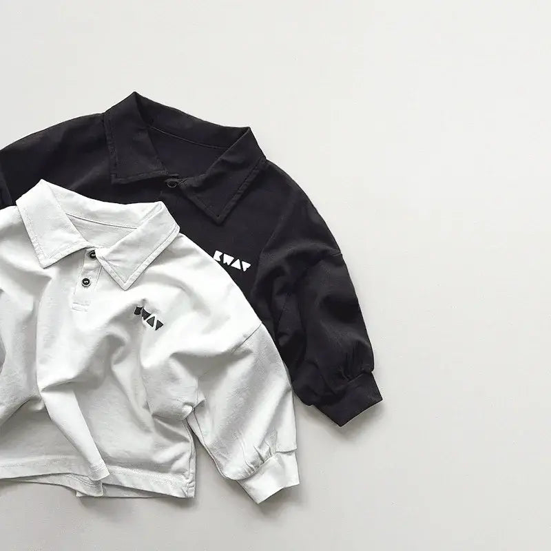 Solid Long-Sleeved Polo Shirt