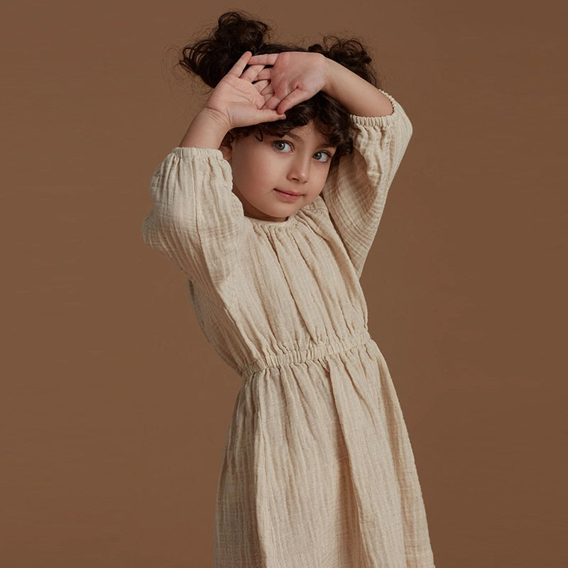 Long Sleeved Soft Muslin Dress