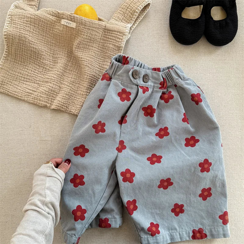 Floral Print Cropped Pants