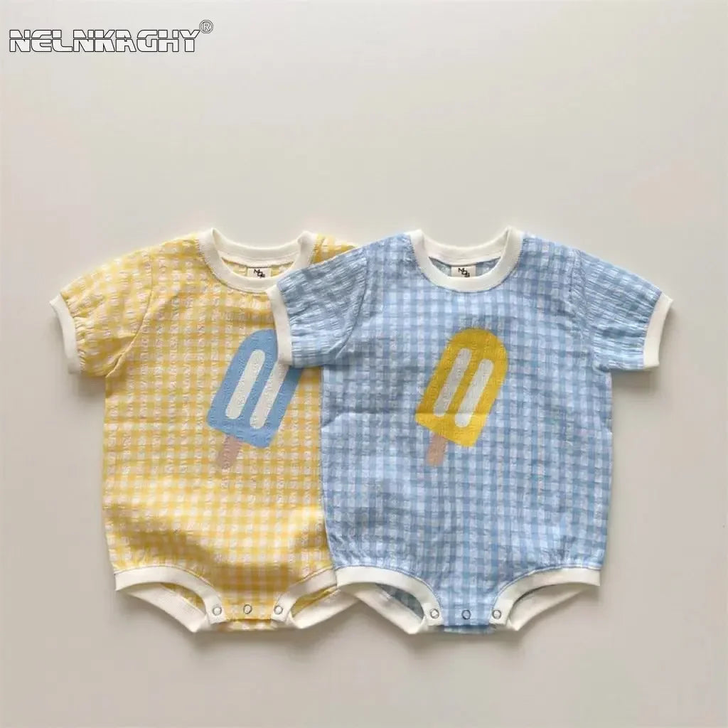 Cute Popsicle Plaid Onesie