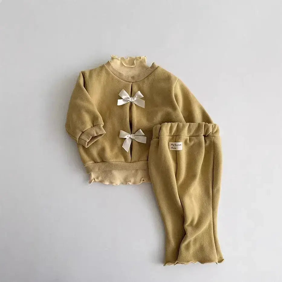 Solid Bow Top & Flared Pants
