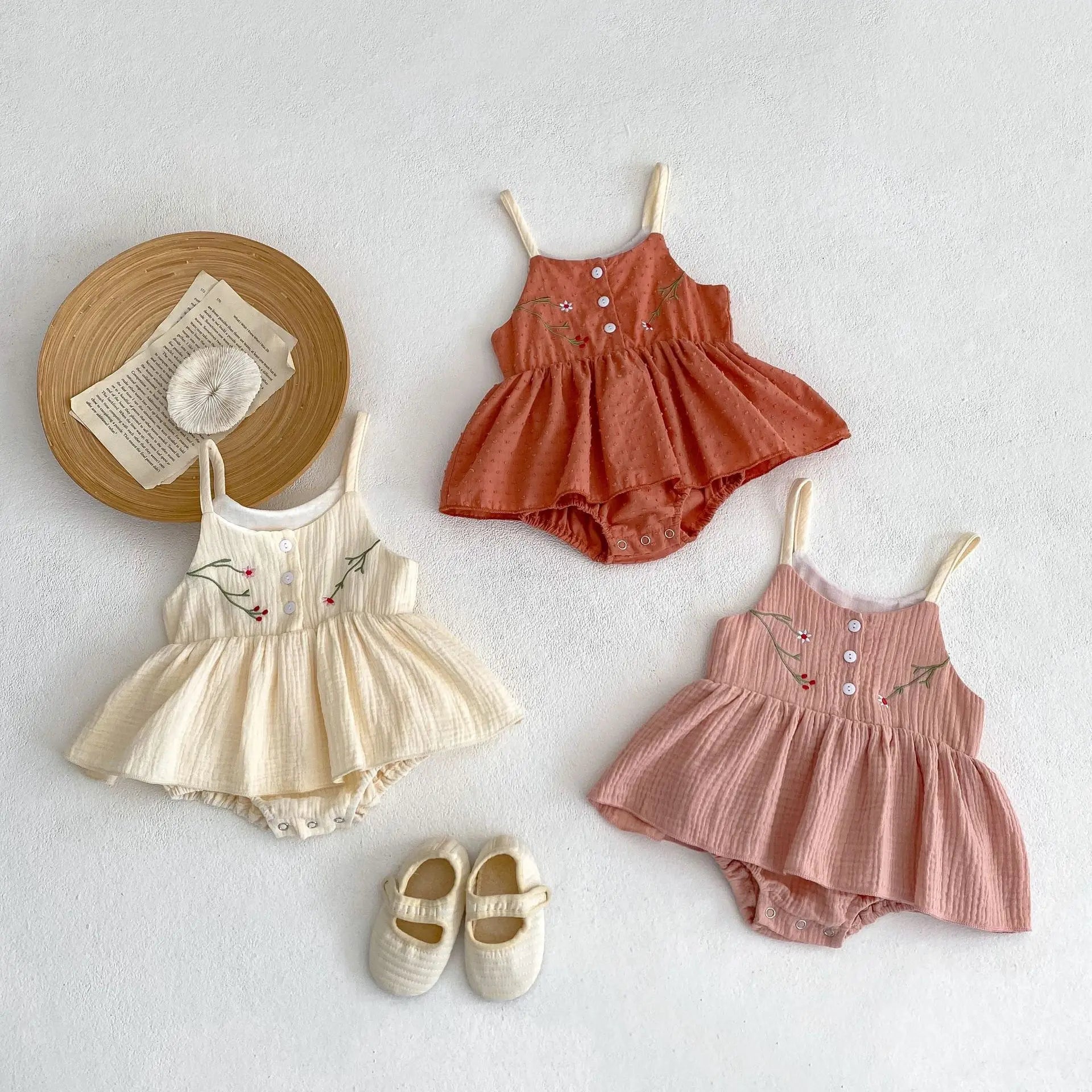 Girls Embroidered Camisole Onesie