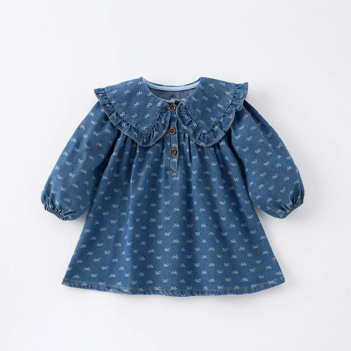 Girl's Denim Lapel Dress