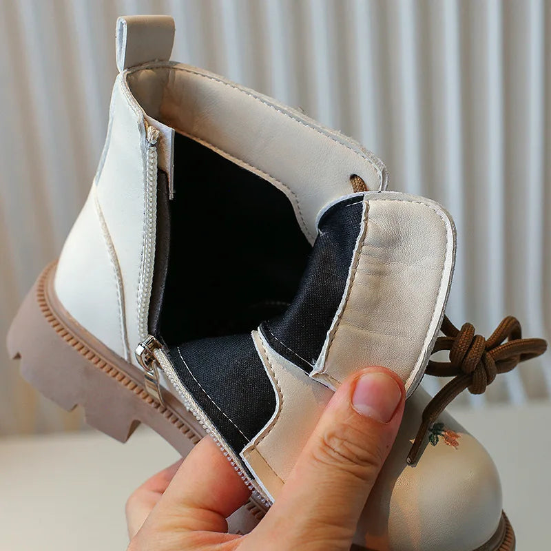 Girls' Embroidered Floral Boots