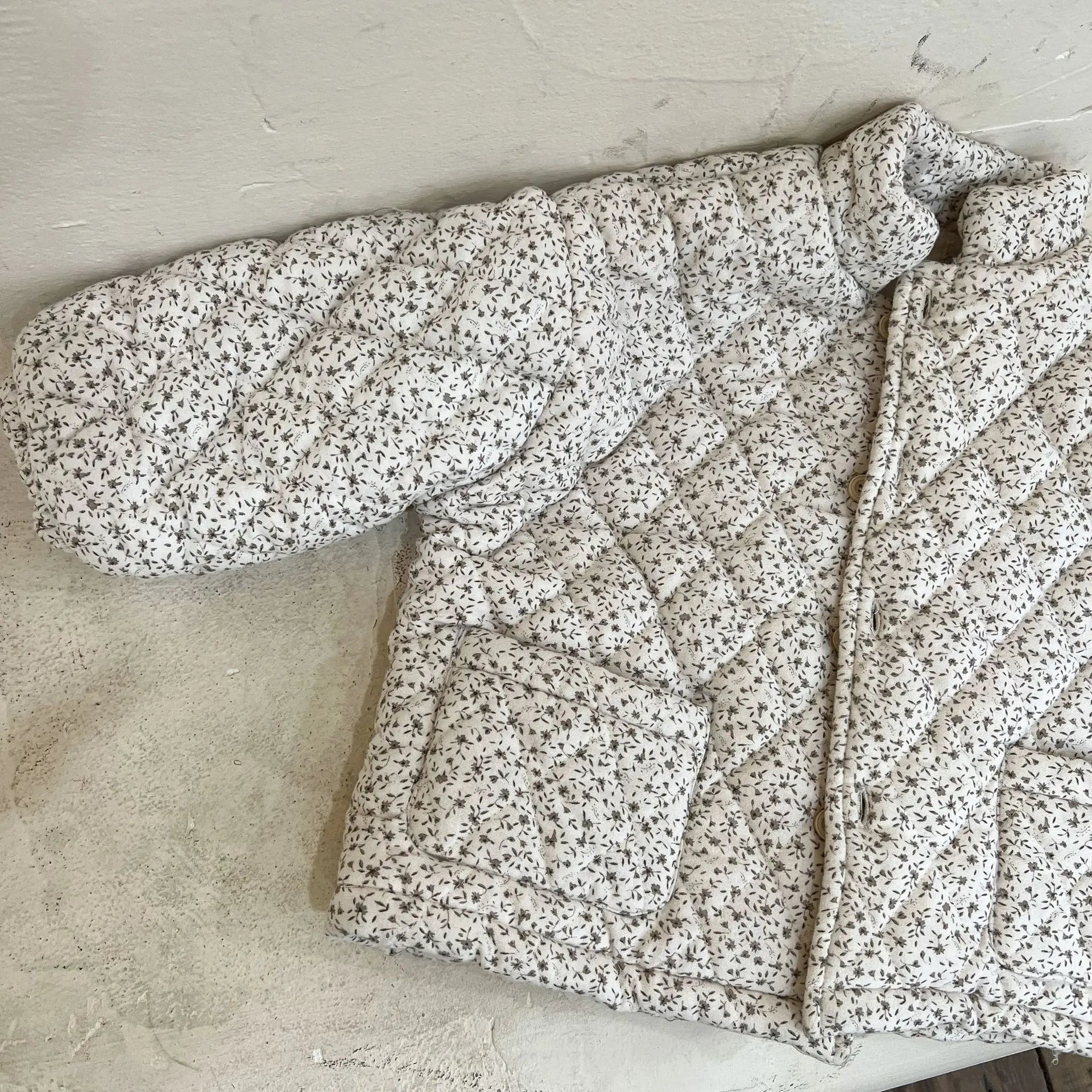 Floral Fleece-Lined Cotton-Padded Jacket