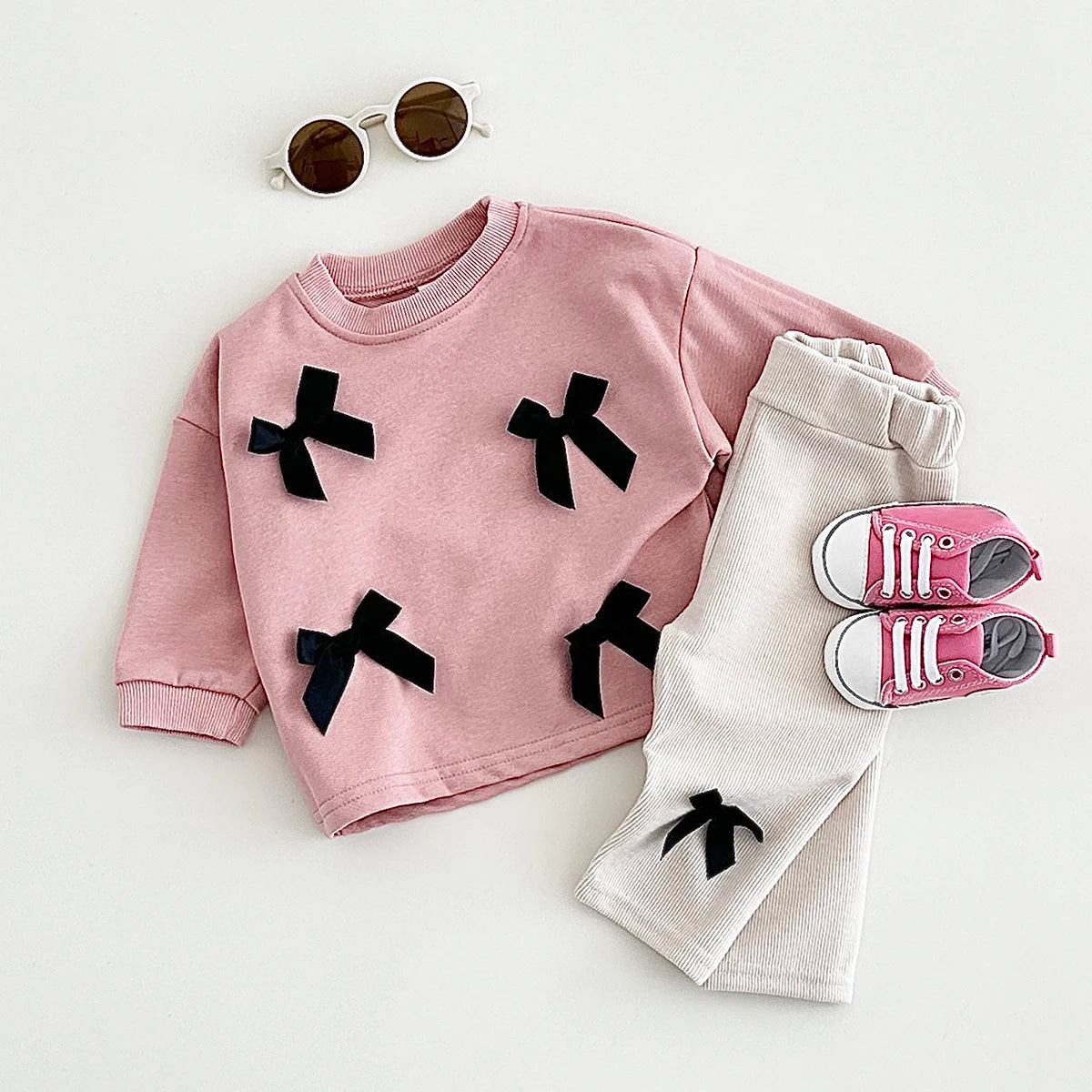 Girls Long Sleeved Bow Top & Pants Set