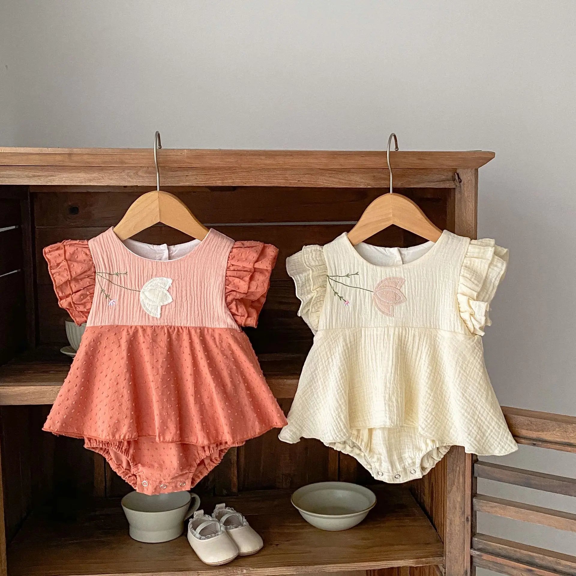 Tulip Embroidered Girls Onesie