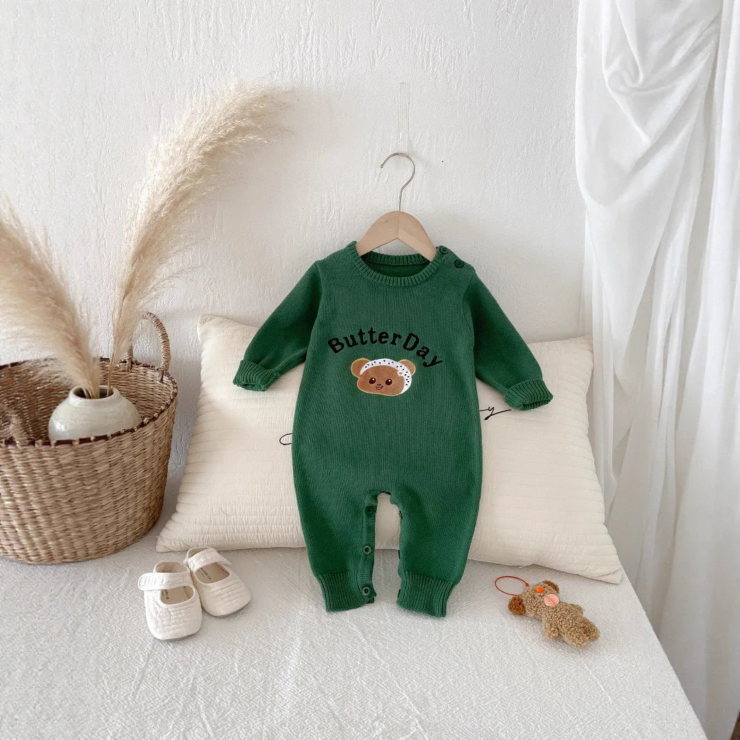 'Butter Day' Long Sleeve Knitted Romper
