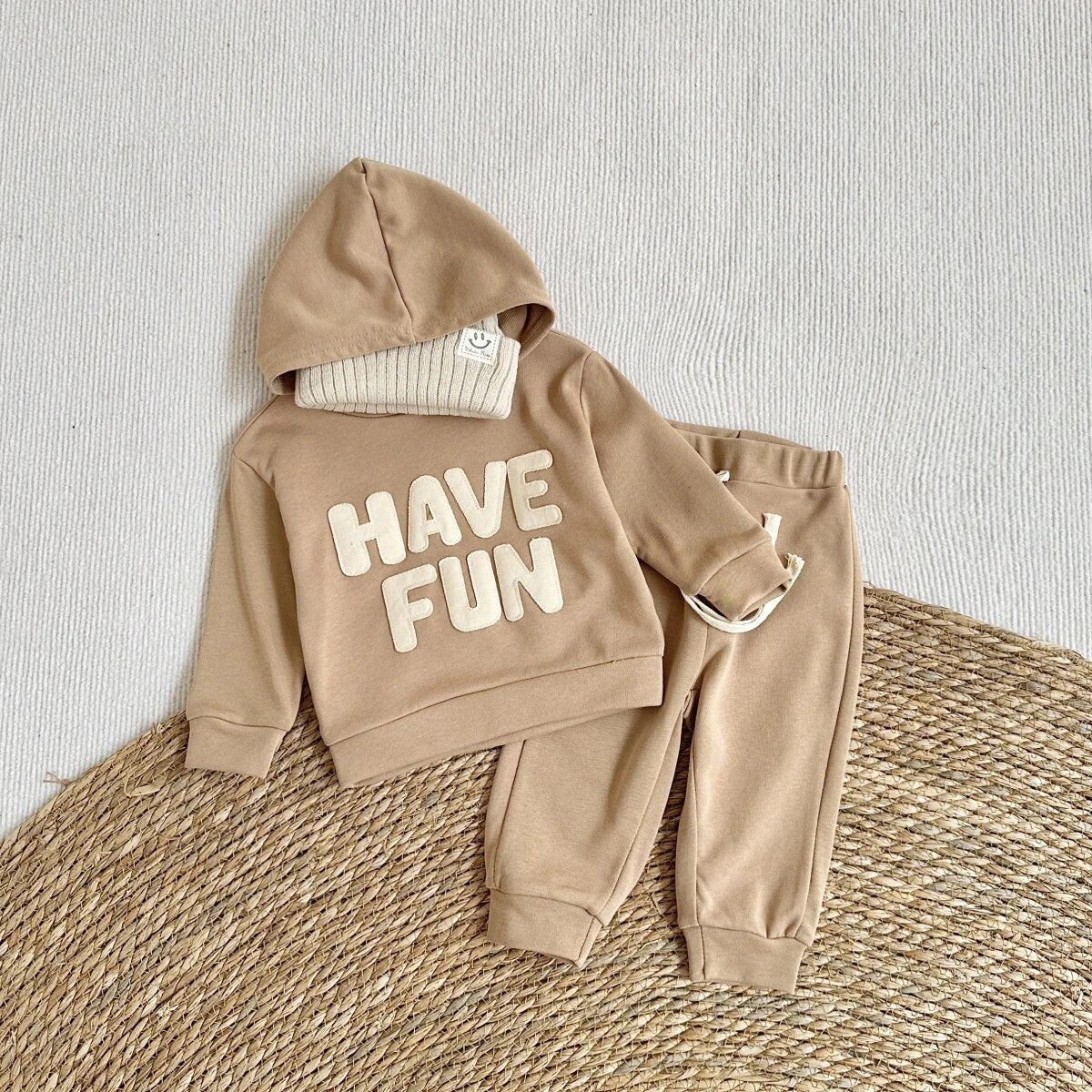 'HAVE FUN' Letter Patch Jogger Set