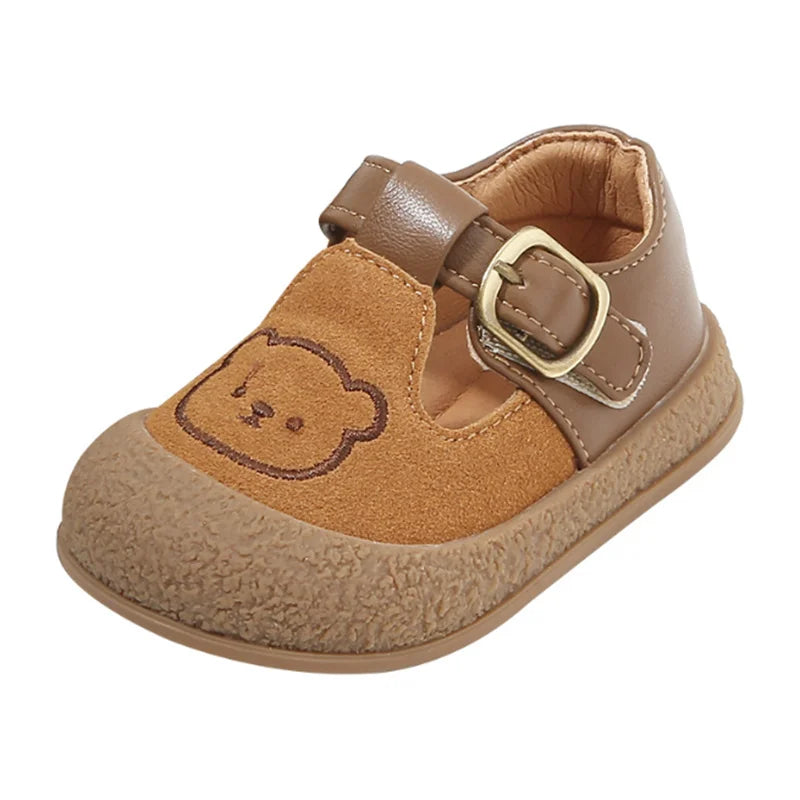 Bear Print Baby Leather Sneakers