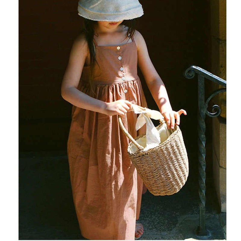 Solid Button Summer Dress