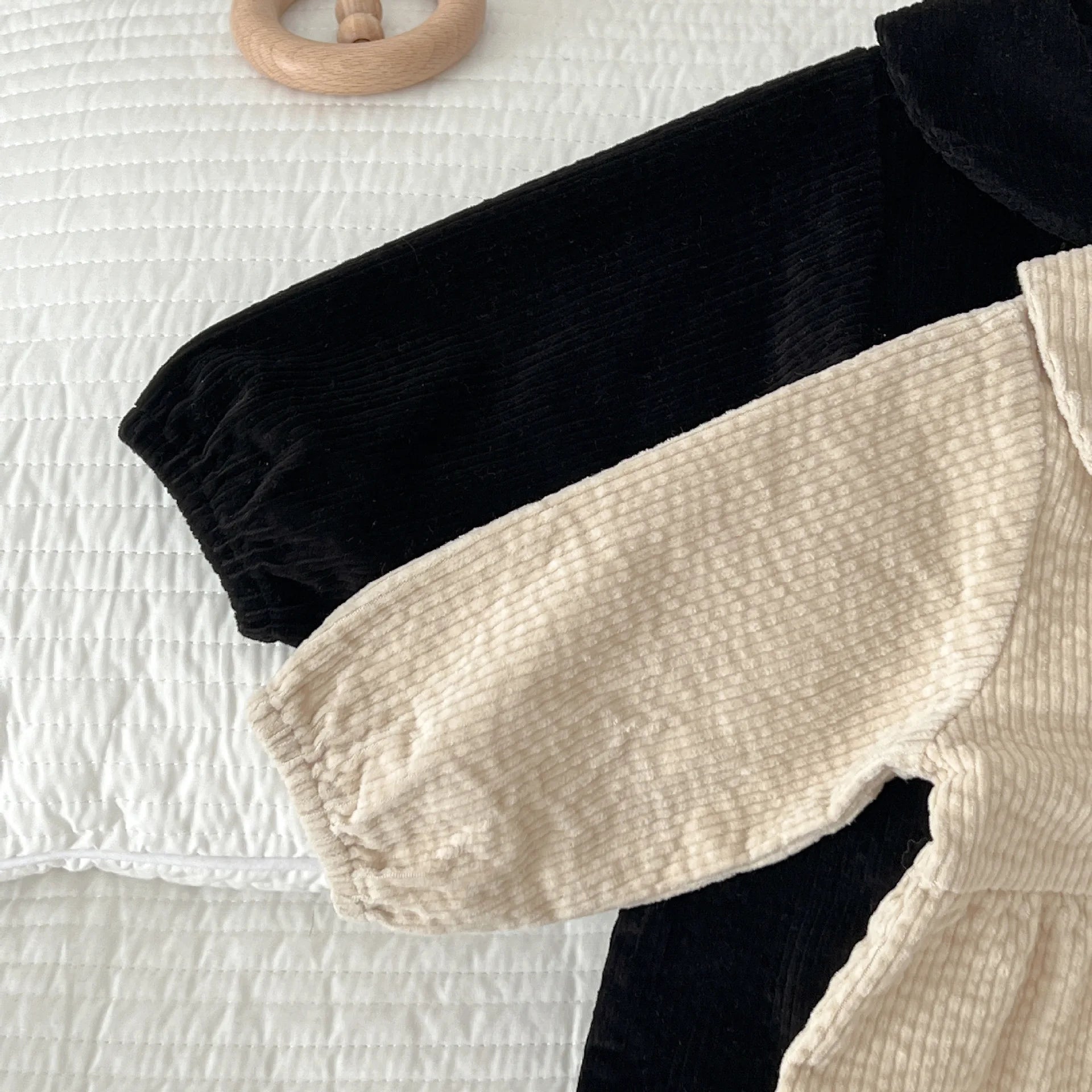 Corduroy Solid Long-Sleeved Collar Romper