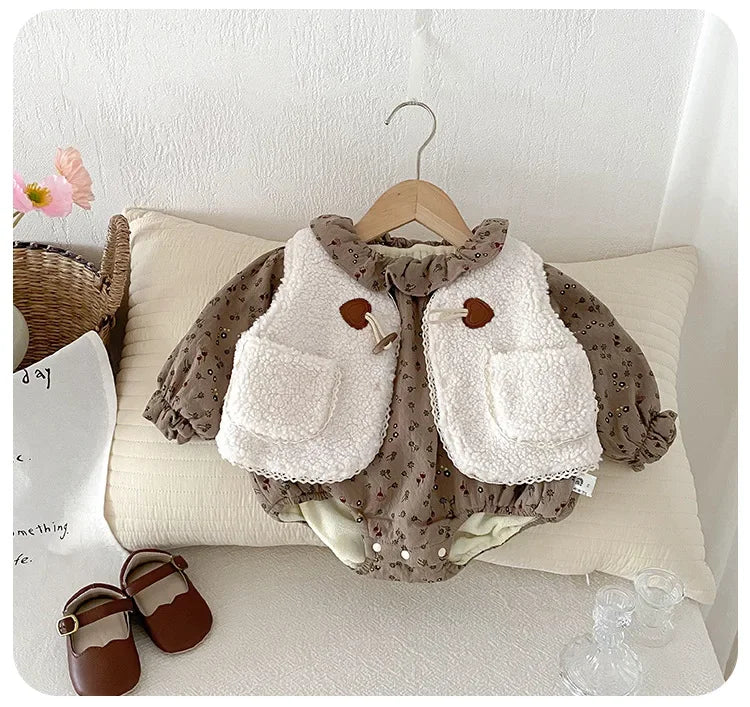 Sherpa Vest & Onesie Two-Piece Set