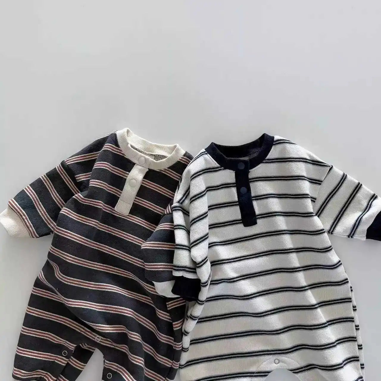Long Sleeve Cozy Striped Romper