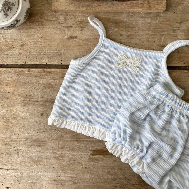 Striped Bow Tank & Shorts Two-Piece Set