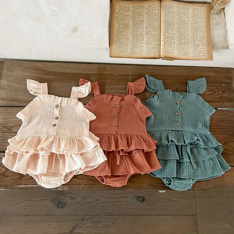 Girls' Flutter Sleeve Blouse & Bloomer Set