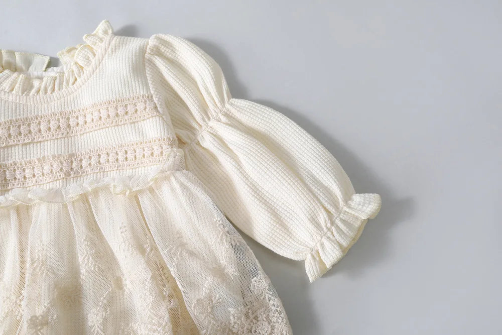 Cream Lace Waffle Onesie
