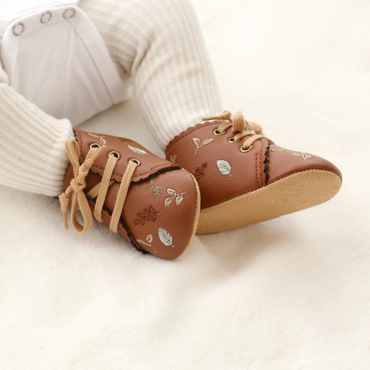 Fleece Anti-Slip Floral Winter Booties for Newborns