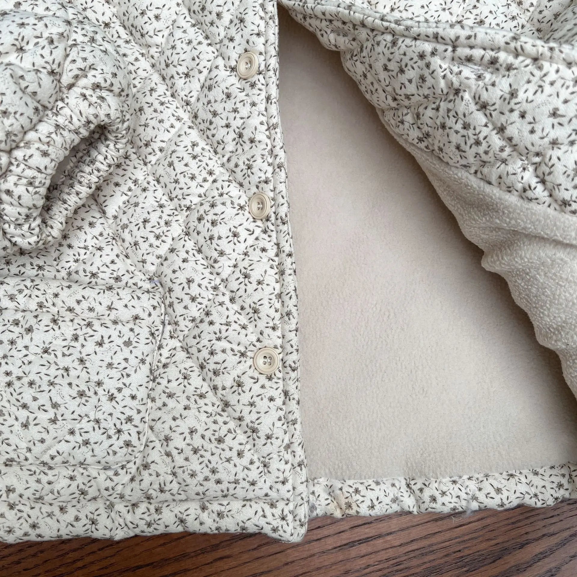 Floral Fleece-Lined Cotton-Padded Jacket