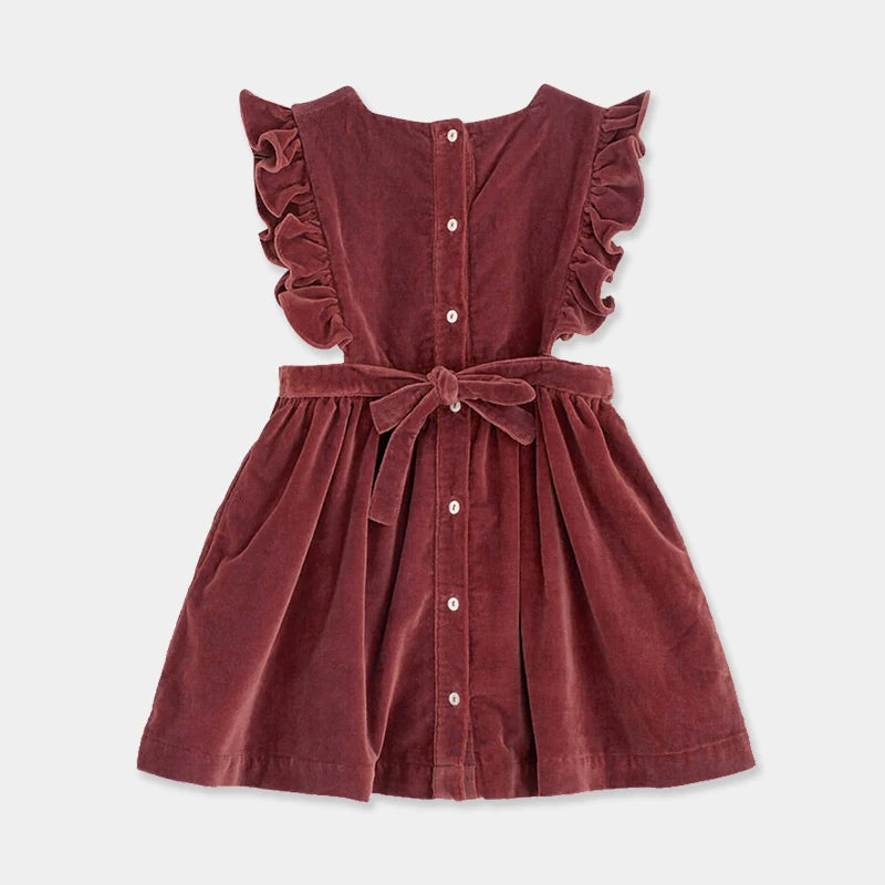 Petal Sleeveless Pleated Velvet Dress