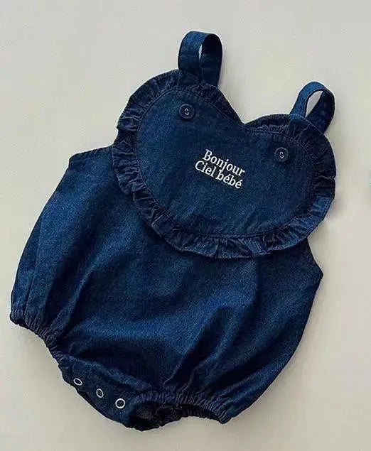 Sleeveless Denim Heart Onesie