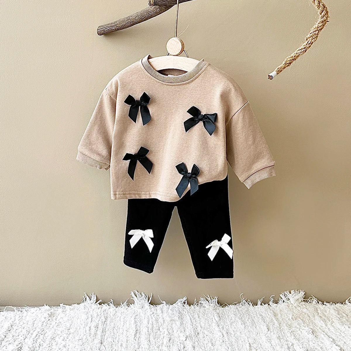 Girls Long Sleeved Bow Top & Pants Set