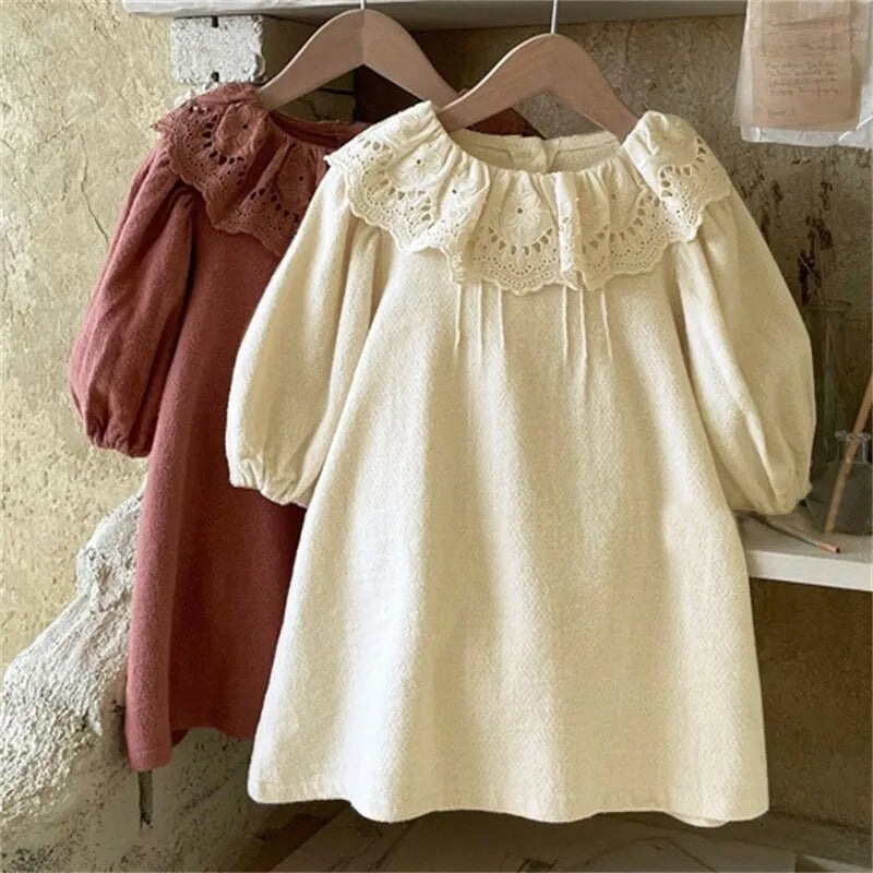 Boho Lace Collar Long-Sleeved Dress