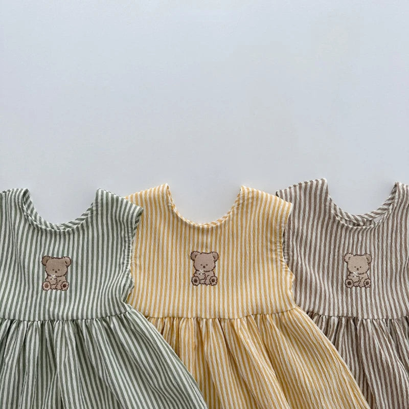 A-Line Striped Sleeveless Dress