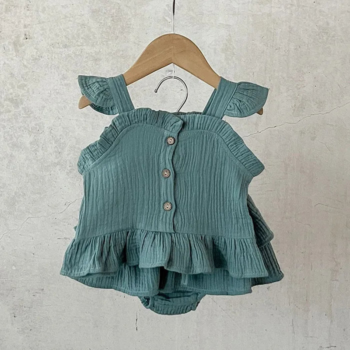 Girls' Flutter Sleeve Blouse & Bloomer Set
