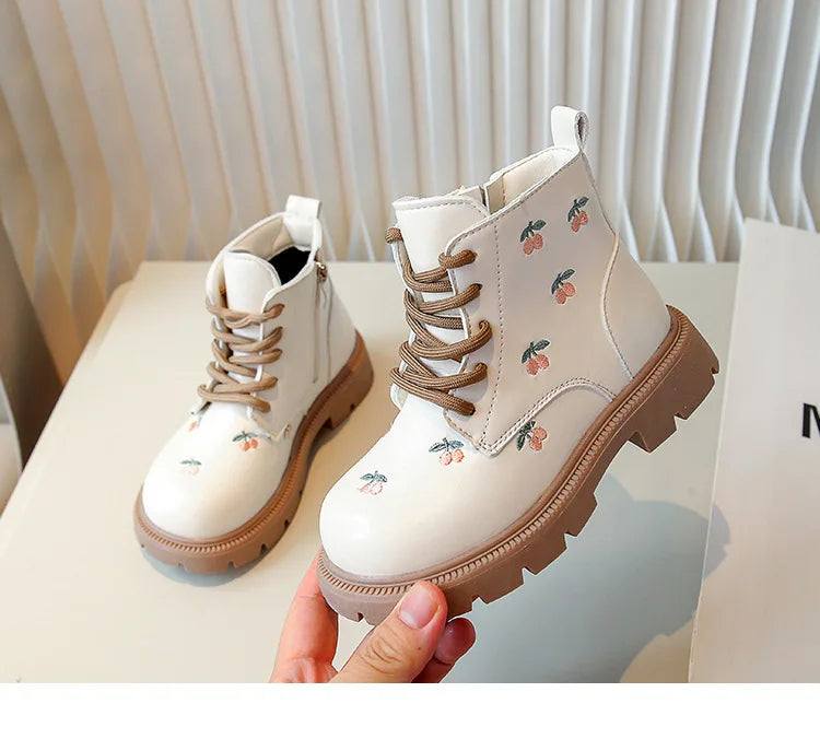 Girls' Embroidered Floral Boots