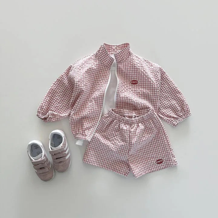 Plaid Jacket and Shorts Set