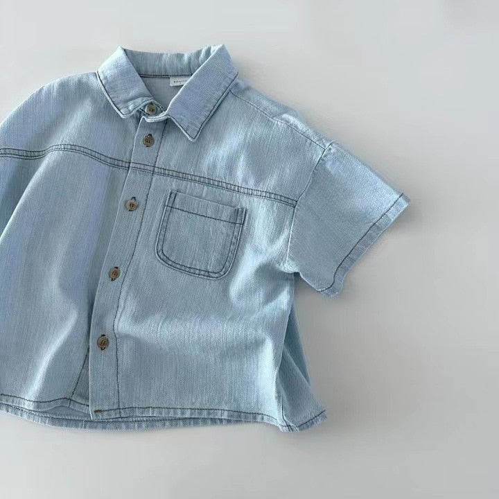 Denim Shirt & Shorts Set
