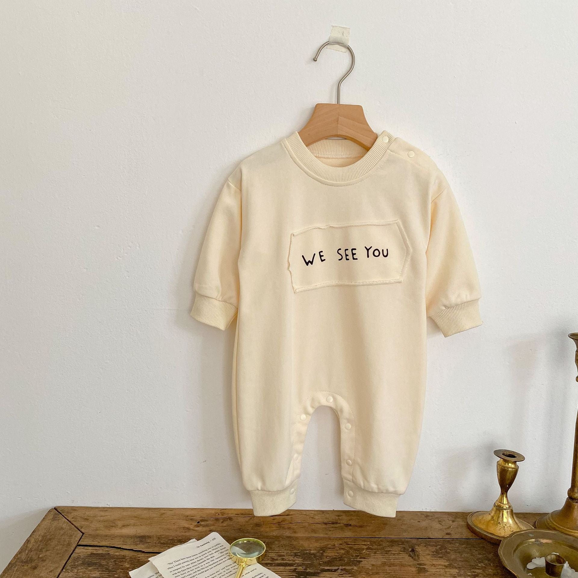 'WE SEE YOU' Long-Sleeved Casual Romper