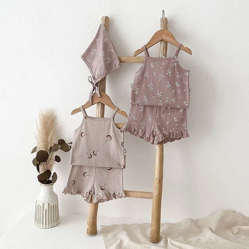 Girl's Cotton Floral Print Vest & Shorts Set