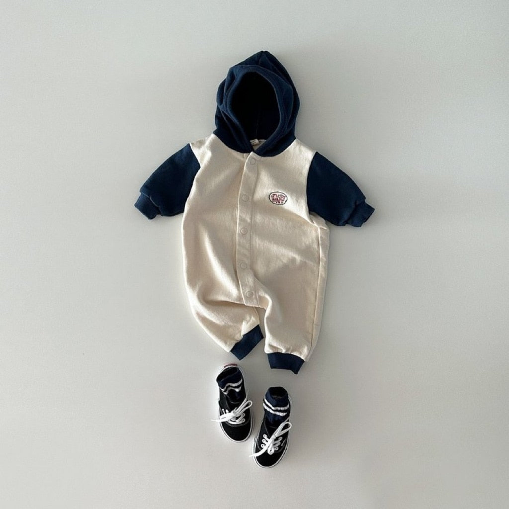 Hooded Snap-Button Long-Sleeved Romper