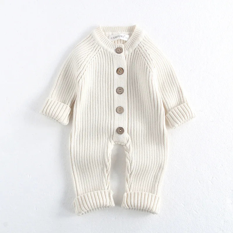 Solid Button-Down Knit Romper