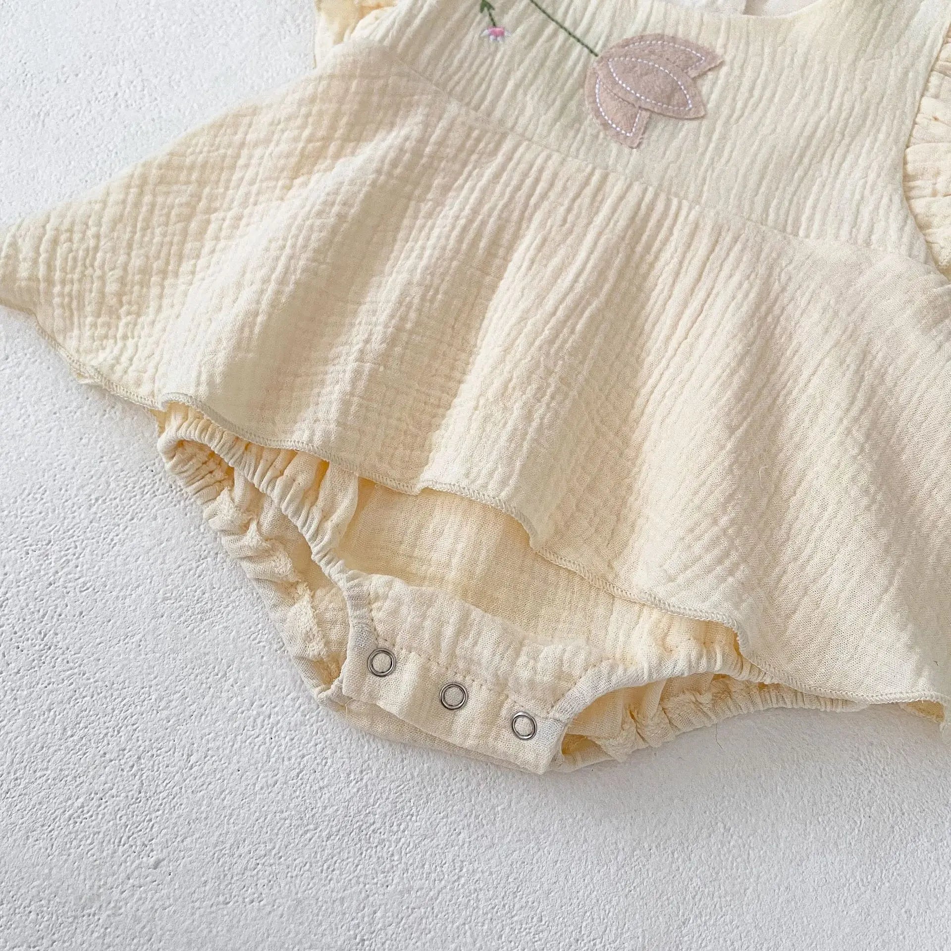 Tulip Embroidered Girls Onesie