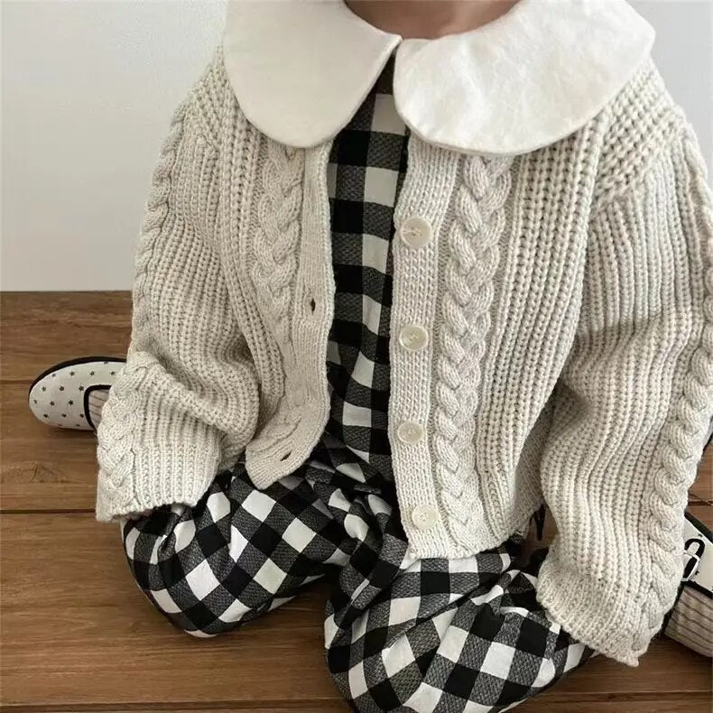 Long-Sleeved Solid Knitted Cardigan