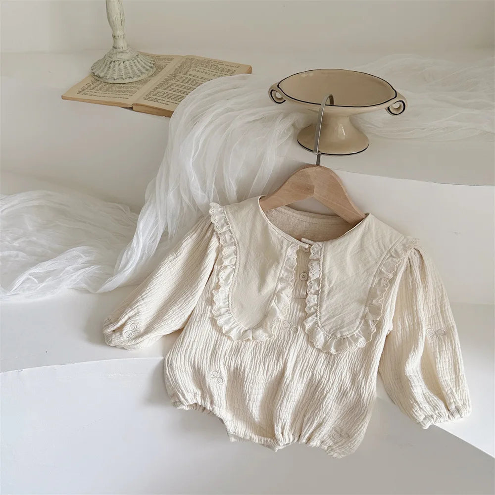 Large Lapel Lace Collar Romper