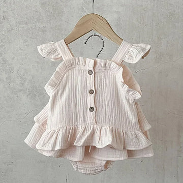 Girls' Flutter Sleeve Blouse & Bloomer Set