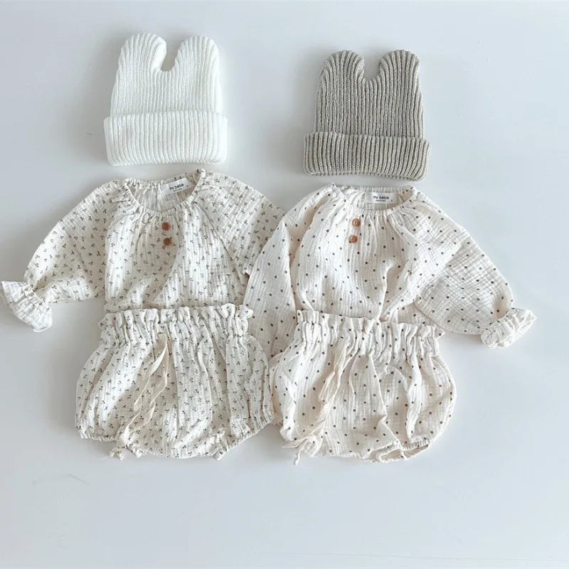 Long-Sleeved Top & Shorts Print Set