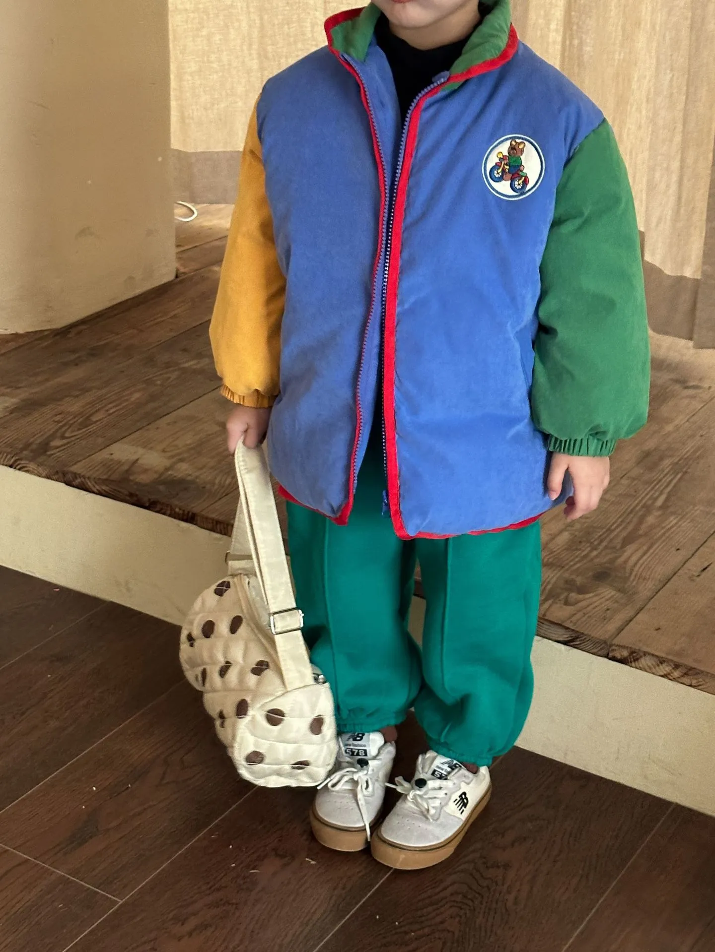 Retro Color-Block Splicing Parka