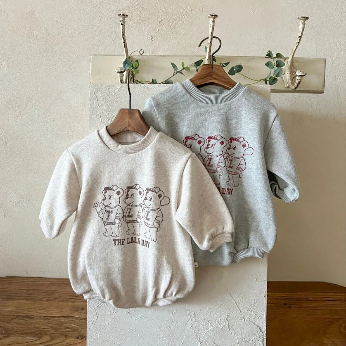 Cute Bear Print Long Sleeve Casual Romper