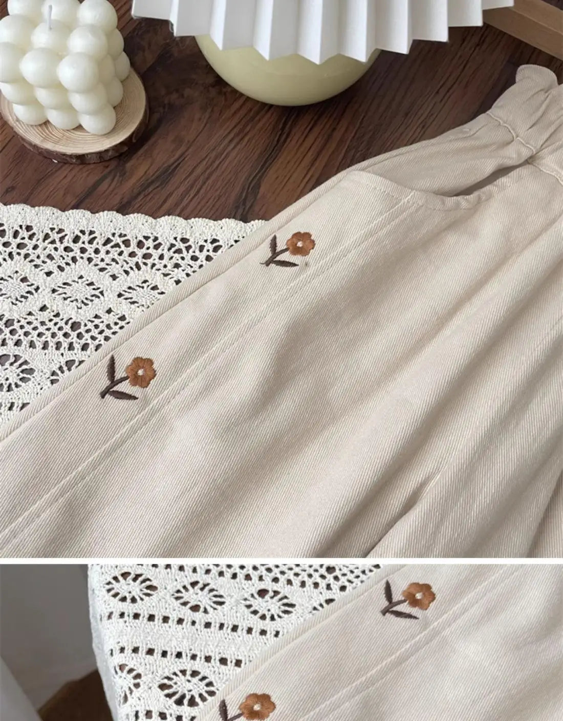 Embroidered Flower Print Harem Pants