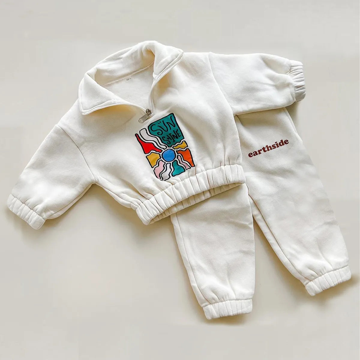 Warm Half-Zip Fleece Jacket & Pant Set